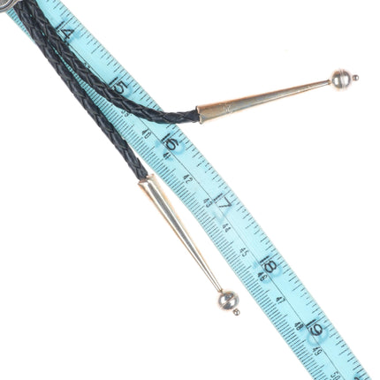 vintage Navajo sterling silver stamped concho sterling silver turquoise bolo tie