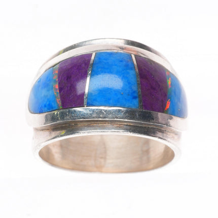 sz7.5 James Lee Navajo sterling silver, denim Lapis Sugilite/lab opal ring