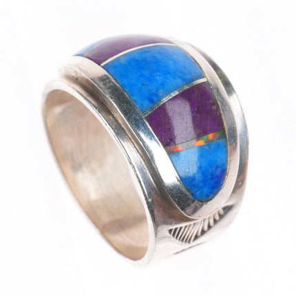 sz7.5 James Lee Navajo sterling silver, denim Lapis Sugilite/lab opal ring