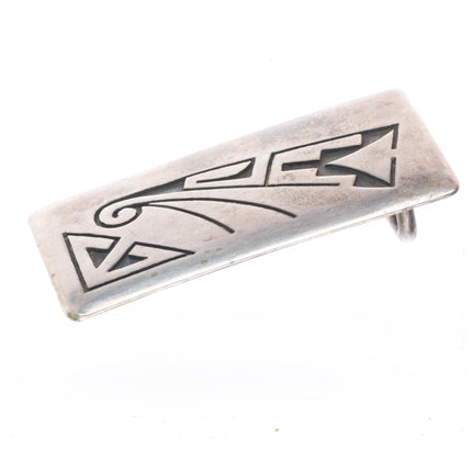 1" vintage Tom Bahe Navajo sterling silver belt buckle in overlay style