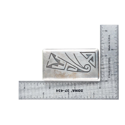 1" vintage Tom Bahe Navajo sterling silver belt buckle in overlay style