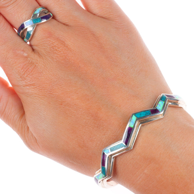 6.3" David Rosales Supersmith cuff bracelet sz7 ring sugilite, turquoise, opal