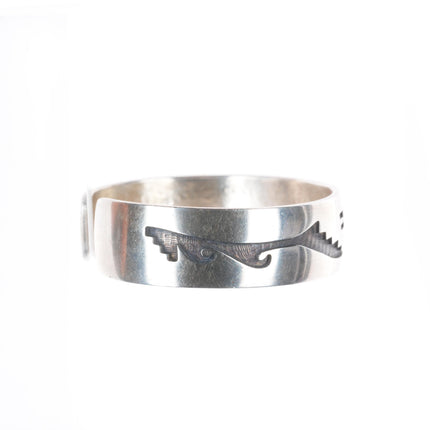 6" Norman Honie Sr Hopi overlay snake cuff bracelet sterling silver