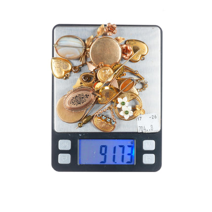 Estate Collection Antique Gold filled lockets, pendants, brooches, stickpins/etc