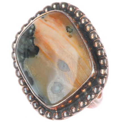 sz7.5 vintage southwestern/Native American sterling silver agate ring