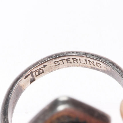 sz5.5 Vintage Bell trading post southwestern sterling silver petrified wood ring