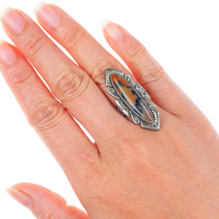 sz5.5 Vintage Bell trading post southwestern sterling silver petrified wood ring