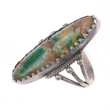 sz4 1930's Navajo sterling silver Cerrillos turquoise long pointy ring