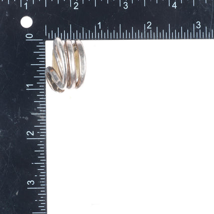 sz8.5 vintage modernist sterling silver heavy coiled swiveling crystal ring