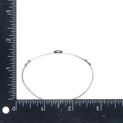 6.4" 1940's Vintage Navajo hand stamped sterling silver turquoise cuff bracelet