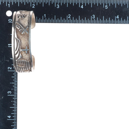 6.2" Roger John Navajo sterling silver resurrection cross cuff bracelet