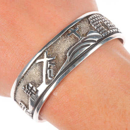 6.2" Roger John Navajo sterling silver resurrection cross cuff bracelet