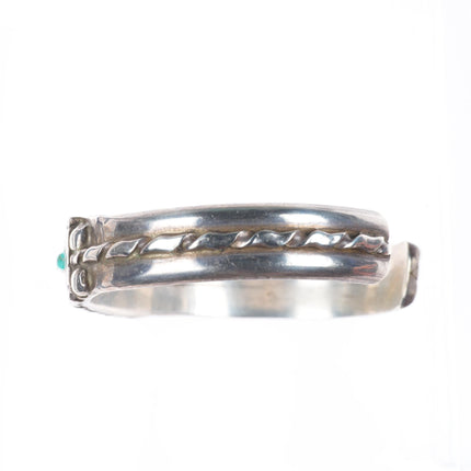 6.2" Mel Chapito Zuni sterling silver twisted wire channel inlay cuff bracelet