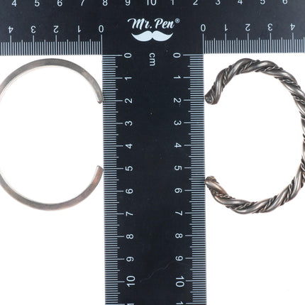6.25" Vintage Navajo sterling silver carinated/twisted stacker cuff bracelet lot