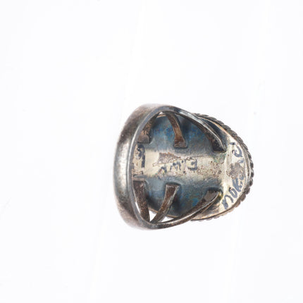 sz7.5 vintage Morenci turquoise Navajo sterling silver rope edge ring