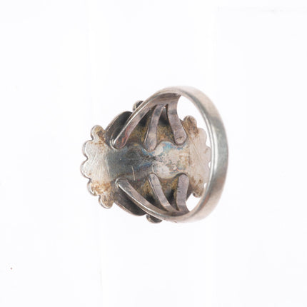 sz8 vintage Southwestern sterling silver spiderweb turquoise fred harvey ring