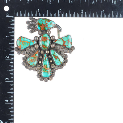 1.5" DS Navajo Royston webbed turquoise sterling silver thunderbird belt buckle