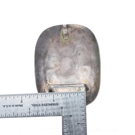 1" c1950's Hopi or Navajo sterling silver modernist turquoise belt buckle