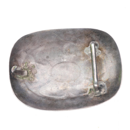 1" c1950's Hopi or Navajo sterling silver modernist turquoise belt buckle