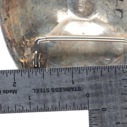 1.5" vintage Carson Blackgoat Navajo sterling silver belt buckle with turquoise