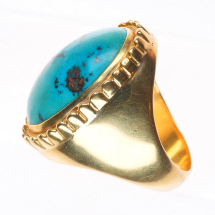 sz11 18k gold vintage southwestern men's ring with nice turquoise size 11