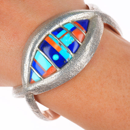 6" Philander Begay Navajo Tufa Cast sterling silver cobblestone cuff bracelet
