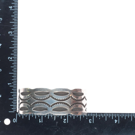 6.6" Vintage Navajo deep stamped sterling silver sturdy cuff bracelet