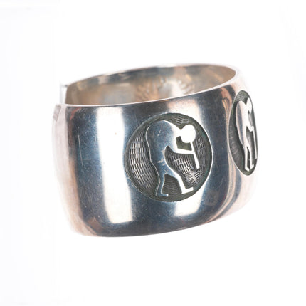 6.25" Vintage Hopi Overlay Hopicrafts sterling silver cuff bracelet kokopelli's