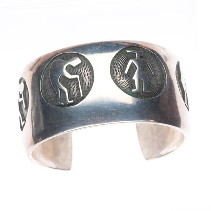 6.25" Vintage Hopi Overlay Hopicrafts sterling silver cuff bracelet kokopelli's