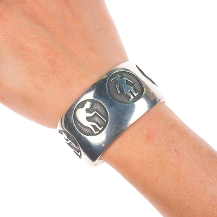 6.25" Vintage Hopi Overlay Hopicrafts sterling silver cuff bracelet kokopelli's