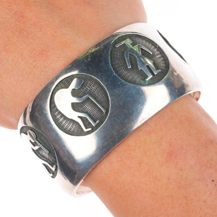 6.25" Vintage Hopi Overlay Hopicrafts sterling silver cuff bracelet kokopelli's