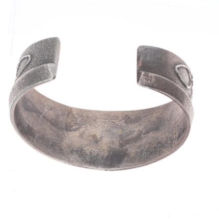 6.5" Vintage Navajo Tufa Cast sterling silver spirit bear cuff bracelet
