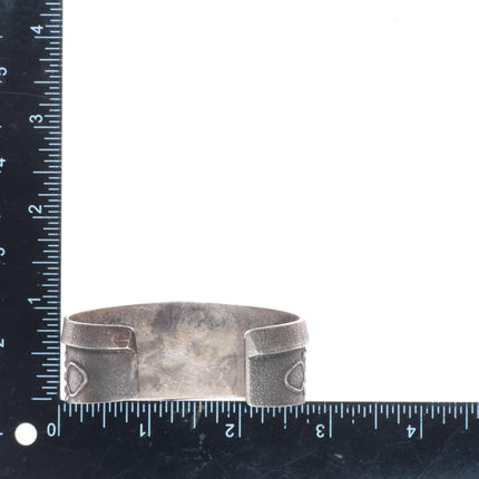 6.5" Vintage Navajo Tufa Cast sterling silver spirit bear cuff bracelet