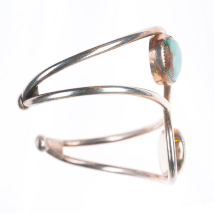 6" Vintage Navajo sterling silver Royston turquoise abstract cuff bracelet