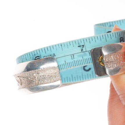 7" A Joe Navajo Tufa Cast sterling silver lightning bolts cuff bracelet