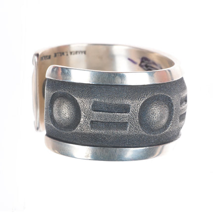 6" Dakota Willie Navajo tufa cast sterling silver geometric cuff bracelet