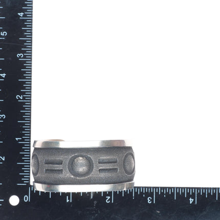 6" Dakota Willie Navajo tufa cast sterling silver geometric cuff bracelet