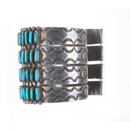 6.8" J.M. Begay Navajo  sterling silver needlepoint turquoise cuff bracelet