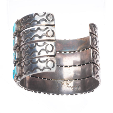 6.8" J.M. Begay Navajo  sterling silver needlepoint turquoise cuff bracelet