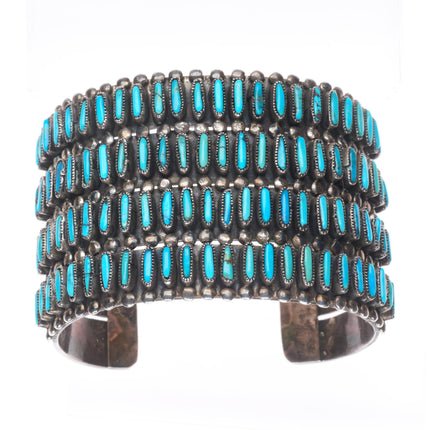 6.8" J.M. Begay Navajo  sterling silver needlepoint turquoise cuff bracelet