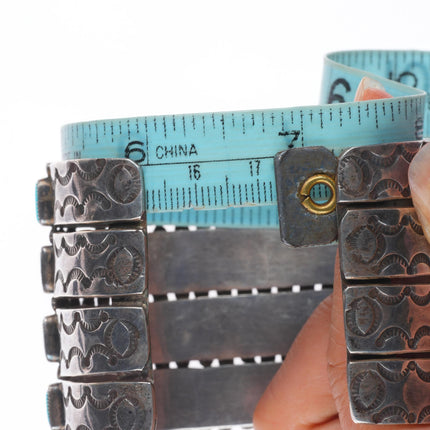 6.8" J.M. Begay Navajo  sterling silver needlepoint turquoise cuff bracelet