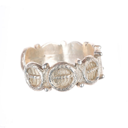 6.5" vintage Navajo cuttlebone cast sterling silver cuff bracelet