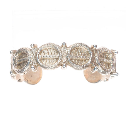 6.5" vintage Navajo cuttlebone cast sterling silver cuff bracelet