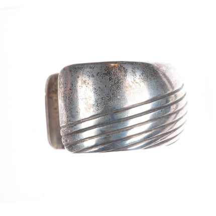 7.1" KJ Navajo sterling silver domed chiseled cuff bracelet