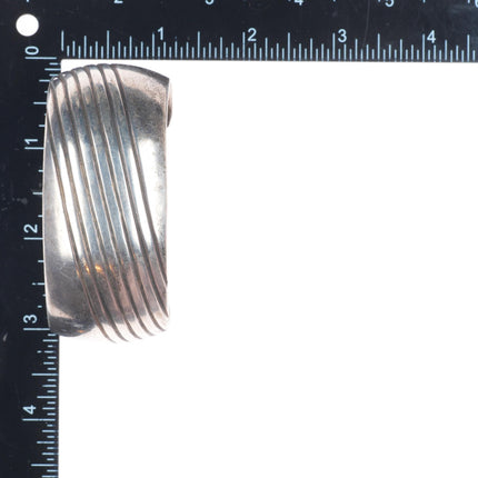 7.1" KJ Navajo sterling silver domed chiseled cuff bracelet