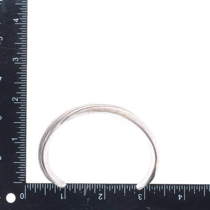 7.1" KJ Navajo sterling silver domed chiseled cuff bracelet