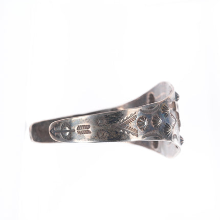 6.4" 1940's Vintage Fred Harvey sterling silver thunderbird cuff bracelet