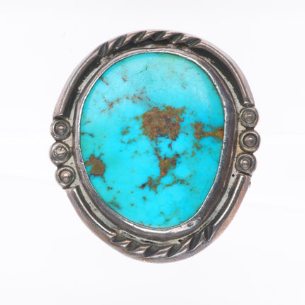 sz8 Big vintage Navajo sterling silver turquoise size 8 women's ring