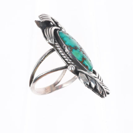 sz8 Lena Mae Smiley Navajo sterling silver high grade turquoise size 8 ring
