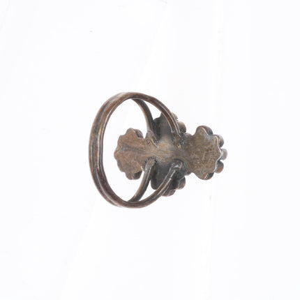 sz5 c1940's Dishta Zuni sterling silver flush inlay turquoise size 5 ring